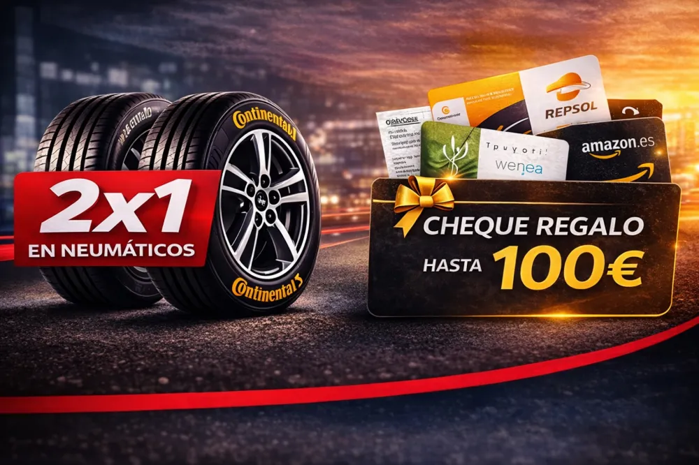 Promoción 2x1 en neumáticos más cheque regalo Continental.